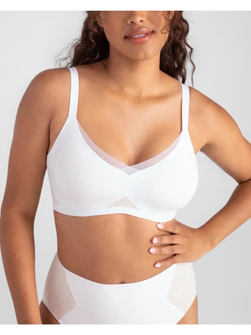 NEW Honeylove CrossOver Lace Bra 3X+ White Comfort Support Wireless NWT